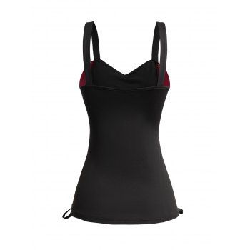 Bandage Tank Top Women Vintage Corset Colorblock Front Cami Top 