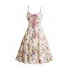 Femme Crossover imprimé Floral mode taille haute Causal robe 2 pièces - Rose clair M | US 6