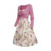 Femme Crossover imprimé Floral mode taille haute Causal robe 2 pièces - Rose clair L | US 8-10