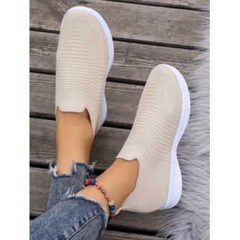 

Solid Color Breathable Knit Slip On Casual Sport Shoes, Light gray
