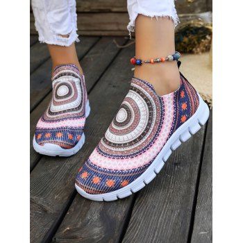 

Women New National Style Printed Flowers Hollow Breathable Slip-on Casual Comfortable Shoes, Multicolor b