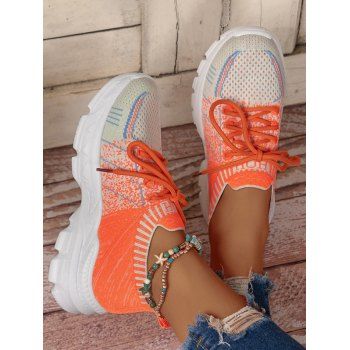 

Ombre Breathable Lace Up Casual Running Sport Shoes, Orange