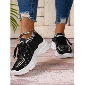 

Ombre Breathable Lace Up Casual Running Sport Shoes, Black