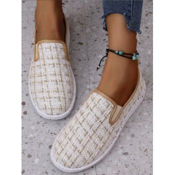 

Low Top Plaid Pattern Slip On Soft Sole Platform Shoes, White