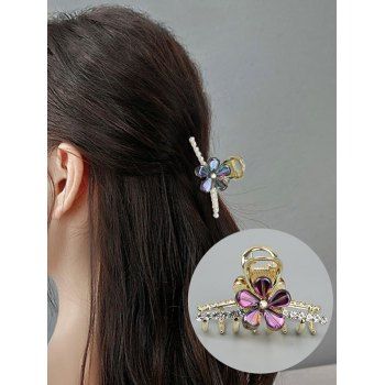 

2 Pcs Flower Style Rhinestone Mini Hair Clip Sparkly Crystals Claw Clips, Multicolor b