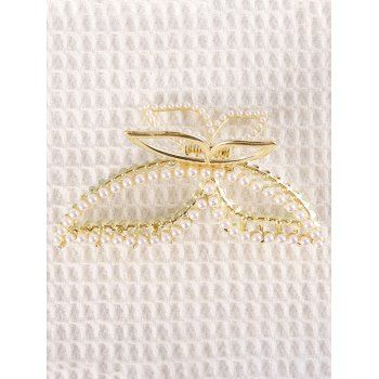 

Butterfly Pattern Faux Pearls Hair Clip Claw Hair Accessory, Golden