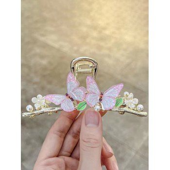 

Fashion Butterfly Flower Leaf Pearls Pattern Hair Clip Claw Hair Accessory, Light pink