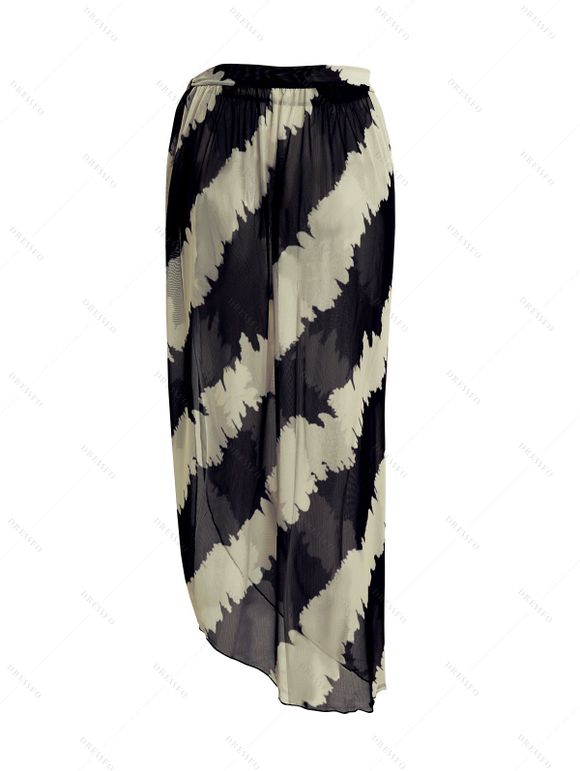 Maillot de bain trois pièces taille moyenne avec bretelles réglables et col en U Tie Dye - café lumière S | US 4