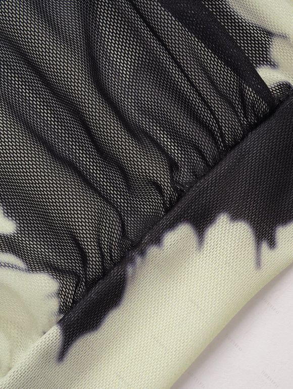 Maillot de bain trois pièces taille moyenne avec bretelles réglables et col en U Tie Dye - café lumière S | US 4