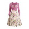 Femme Crossover imprimé Floral mode taille haute Causal robe 2 pièces - Rose clair S | US 4