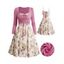 Femme Crossover imprimé Floral mode taille haute Causal robe 2 pièces - Rose clair XL | US 12