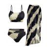 Maillot de bain trois pièces taille moyenne avec bretelles réglables et col en U Tie Dye - café lumière M | US 6