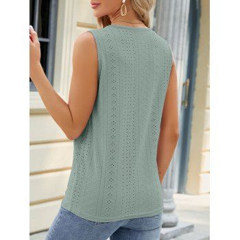 Women Casual Summer V Neck Hollow Out Sleeveless Solid Color Criss Cross Tank Top