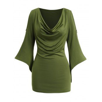 Women Cowl Neck Long Sleeve Solid Fashional Causal Comfortable Top 