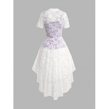 Short Sleeve Open Front Bowknot Coverups And Solid Color Top Set 