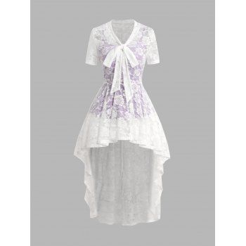 Short Sleeve Open Front Bowknot Coverups And Solid Color Top Set 