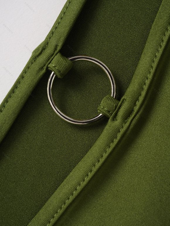 Haut Confortable Décontracté de Couleur Unie à Manches Longues et Col Bénitier pour Femmes - Vert profond M | US 6