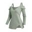 Chemise Asymétrique Texturée Epaule Dénudée à Ourlet avec Revers à Manches Longues - Vert clair XXL | US 14