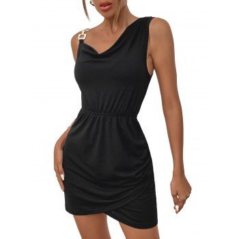 

Bodycon Sling Dress Halter Slim Fit Clothing Aesthetic Irregular Dress, Black