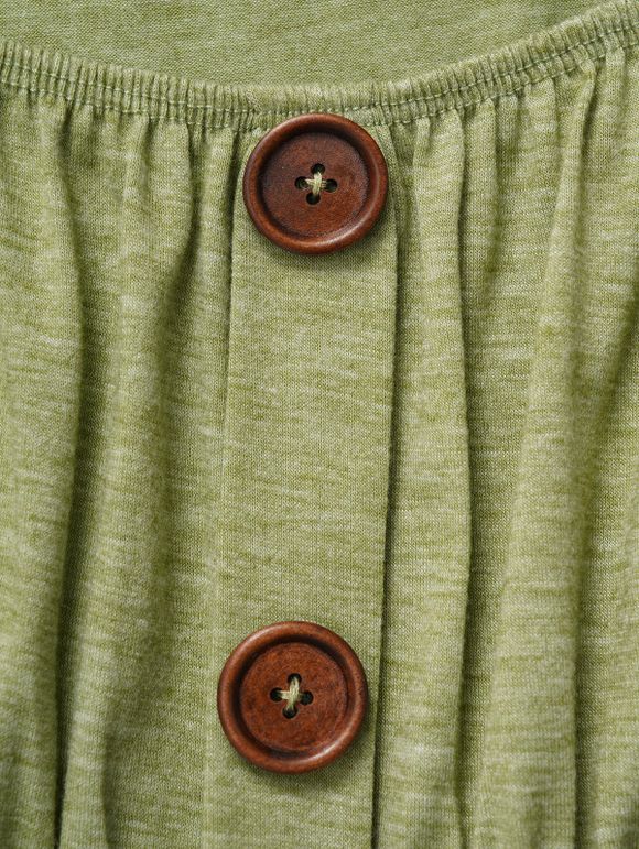 Robe Simple Boutonnée en Couleur Unie Manches Courtes à Col Carré - Vert clair S | US 4