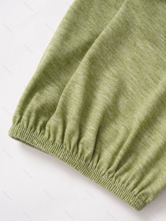 Robe Simple Boutonnée en Couleur Unie Manches Courtes à Col Carré - Vert clair S | US 4