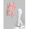 Saint Valentin Mock bouton irrégulier dessus et dentelle vers le haut pantalon mince uni - multicolor S | US 4