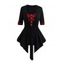 T-shirt Péplum Boutonné à Carreaux Imprimé à Taille Haute Fausse Deux Pièces - Noir M | US 6