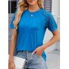 T-shirt à Col Rond à Manches Raglan en Couleur Solide pour Femme - Bleu Ciel L | US 8