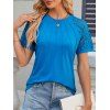T-shirt à Col Rond à Manches Raglan en Couleur Solide pour Femme - Bleu Ciel S | US 4
