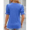 T-shirt Lacé à Col Rond à Manches Lanternes pour Femme - Bleu Ciel M | US 6