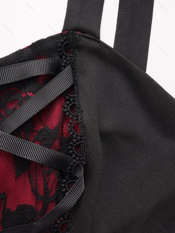 Débardeur de corset de bandage vintage et pantalons de pantalons de fusée - Noir S | US 4