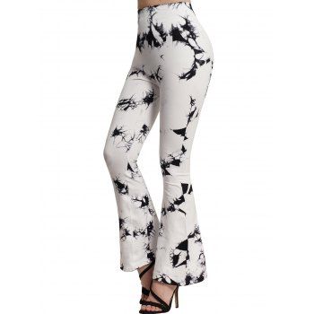 

Women High Waist Seamless Gym Fitness Tie Dye Flare Casual Pants, White