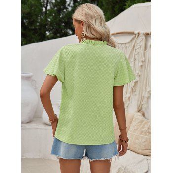 Casual Shirts Notch Neck Short Sleeve Solid Color Loose Daily Pullover
