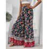 Pantalon Culotte à Coupe Irrégulière Imprimé Floral Partout avec Ceinture - multicolor L | US 8-10