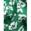 Robe Ceinturée Longueur à Genou Fleurie Imprimée Manches à Volants - Vert L | US 8-10