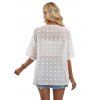 Clip Dot Sheer Drape Shirt Short Sleeve Front Open Casual Vacation Shirt - Blanc XL | US 12