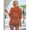 Clip Dot Sheer Drape Shirt Short Sleeve Front Open Casual Vacation Shirt - Orange L | US 8-10