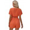 Frenchy Butterfly Sleeve Crop Top And Knot Front Shorts Two Piece Set - Orange Foncé S | US 4