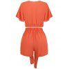Frenchy Butterfly Sleeve Crop Top And Knot Front Shorts Two Piece Set - Orange Foncé L | US 8-10