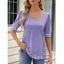 T-shirt Femme à Encolure Carrée Imprimé à Manches Courtes - Violet clair 2XL | US 12