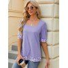 T-shirt Femme à Encolure Carrée Imprimé à Manches Courtes - Violet clair L | US 8