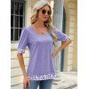 T-shirt Femme à Encolure Carrée Imprimé à Manches Courtes - Violet clair L | US 8
