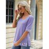T-shirt Femme à Encolure Carrée Imprimé à Manches Courtes - Violet clair S | US 4