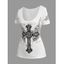 T-shirt D'Eté Evidé Croisé Imprimé à Manches Courtes à Lacets - Blanc M | US 6