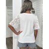 T-shirt D'été en Dentelle Imprimé Lettre et Coeur à Manches Évasées - Blanc XL | US 12