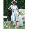 Robe Mi-Longue Décontractée Teintée Manches Bouffantes à Taille Moyenne pour Femme - Blanc XL | US 12