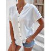 T-shirt Décontracté Boutonné en Couleur Unie à Manches Courtes - Blanc XL | US 12