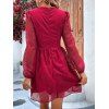 Robe Amincissante à Manches Longues avec Col en V Style Ajouré - Rouge XL | US 6