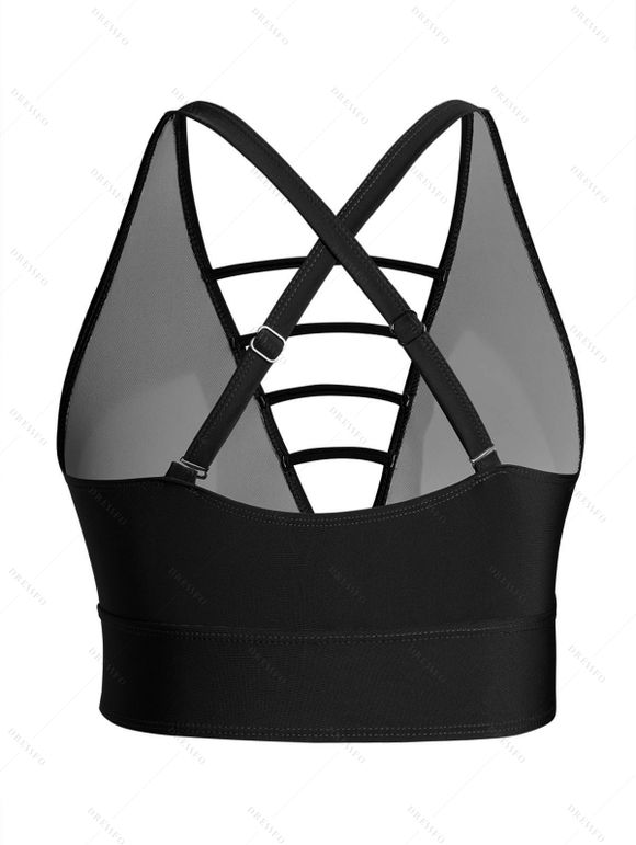 Maillot de Bain de Plage Rembourré avec Découpes en Echelle Grande-Taille - Noir 3XL