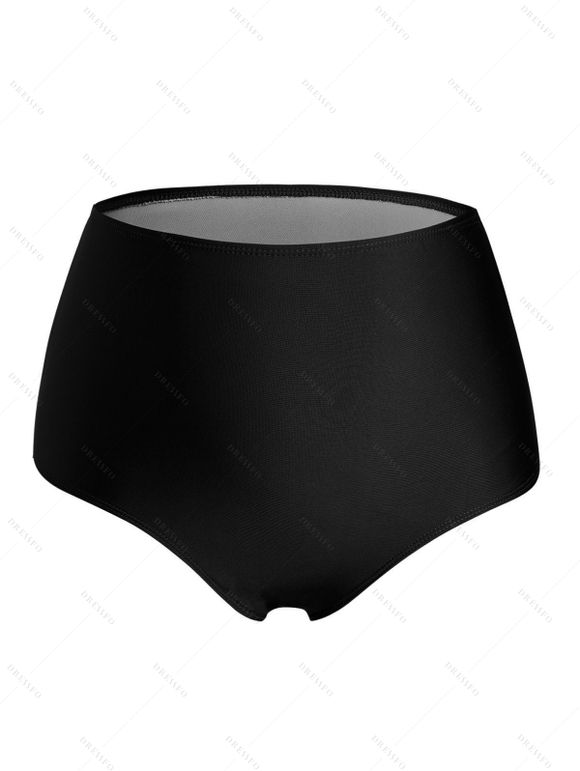 Maillot de Bain de Plage Rembourré avec Découpes en Echelle Grande-Taille - Noir 3XL